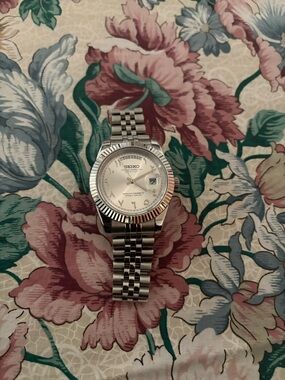 Seiko Silver Stainless Steel Watch with White Dial